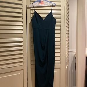 Shona Joy cocktail draped dress in emerald green